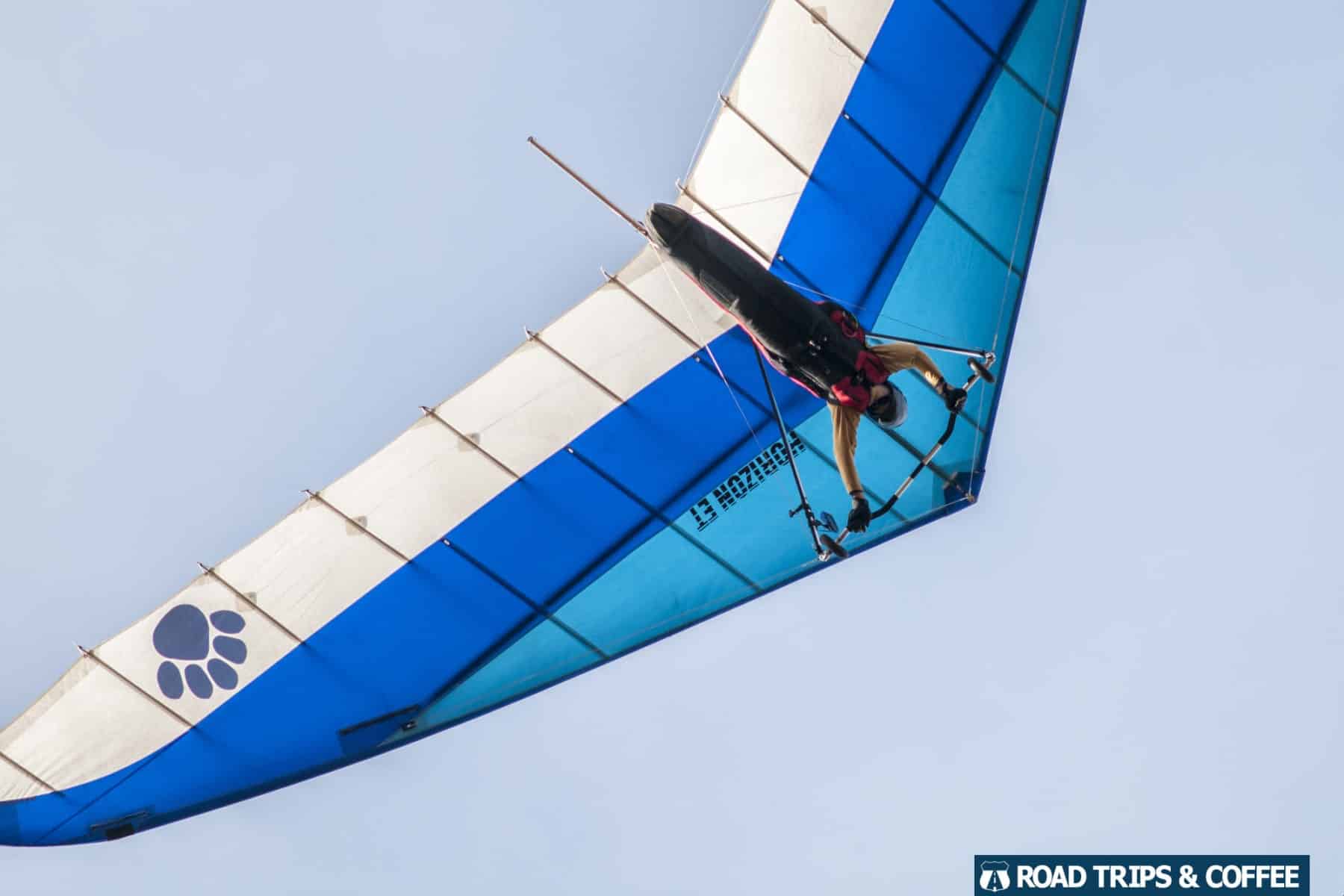 A hang glider soars overhead at Lookout Mountain, Georgia